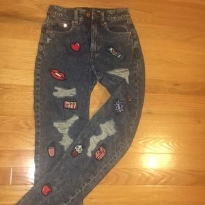 h&m new with tags patched jeans